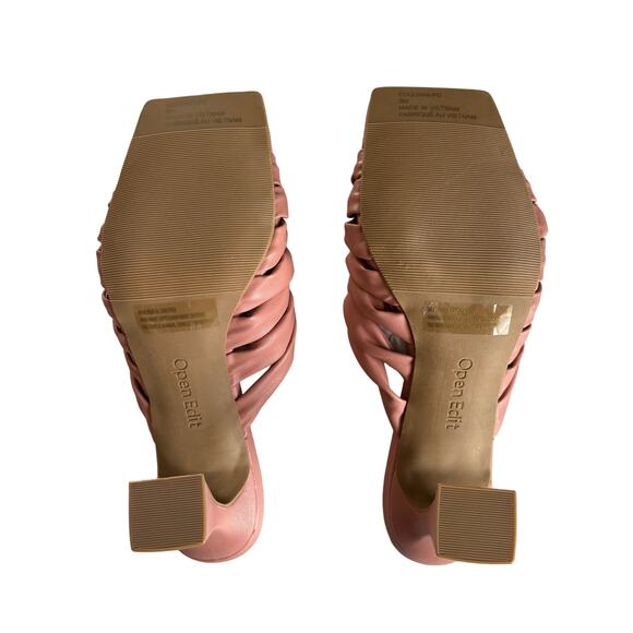 Open Edit Quinn Pink Dawn Knotted Straps Flared
Heel Sandals Size 8 - Picture 6 of 7